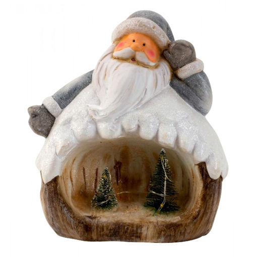 Picture of SANTA WITH LIGHTED TREES 18.5cm